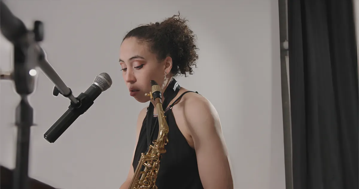 Saxophonist at mic