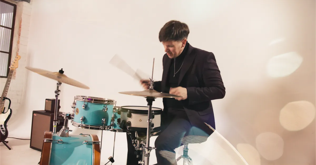 Drummer with full kit